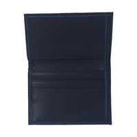 Dark Blue Leather Wallet with six card slots and central compartment for bills