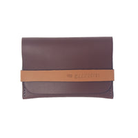 Designer Brown Leather Card Holder with Strap. Space for credit cards and money.