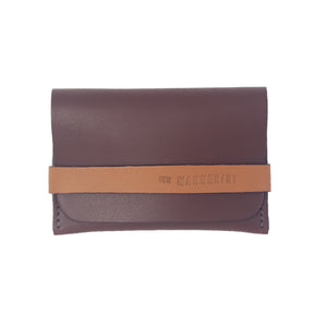 Designer Brown Leather Card Holder with Strap. Space for credit cards and money.