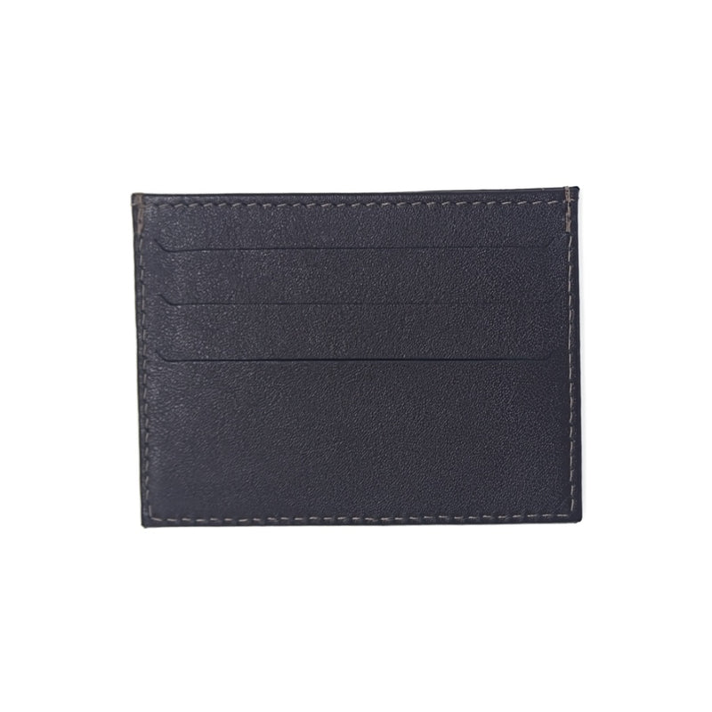 Dark Brown Leather Card Holder with three credit card slots on each side