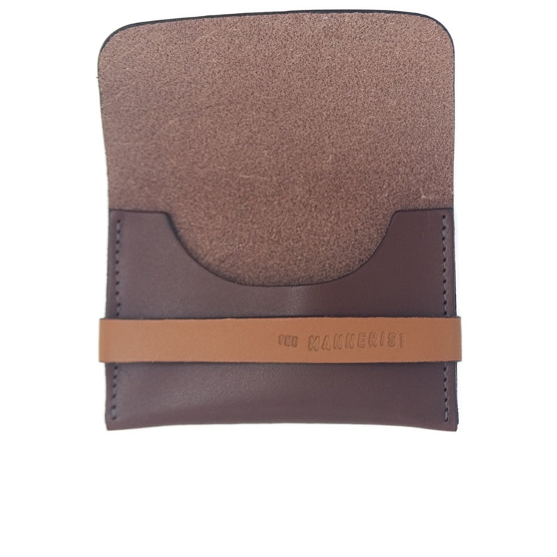 Brown Leather Card Holder with Strap. Space for credit cards and money.  