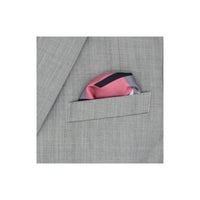 Large glass pane design silk pocket square with grey, rose, black and white colors