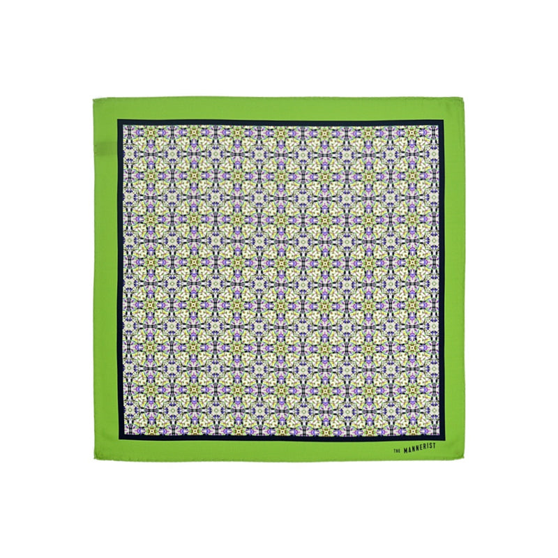 'The Green Mosaic' Print Silk Pocket Square