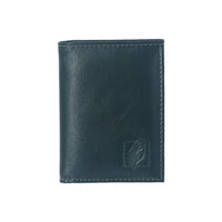 Designer Green Leather Wallet with six card slots and central compartment for bills