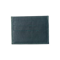 Designer Green Leather Card Holder with three card slots and central compartment for folded bills