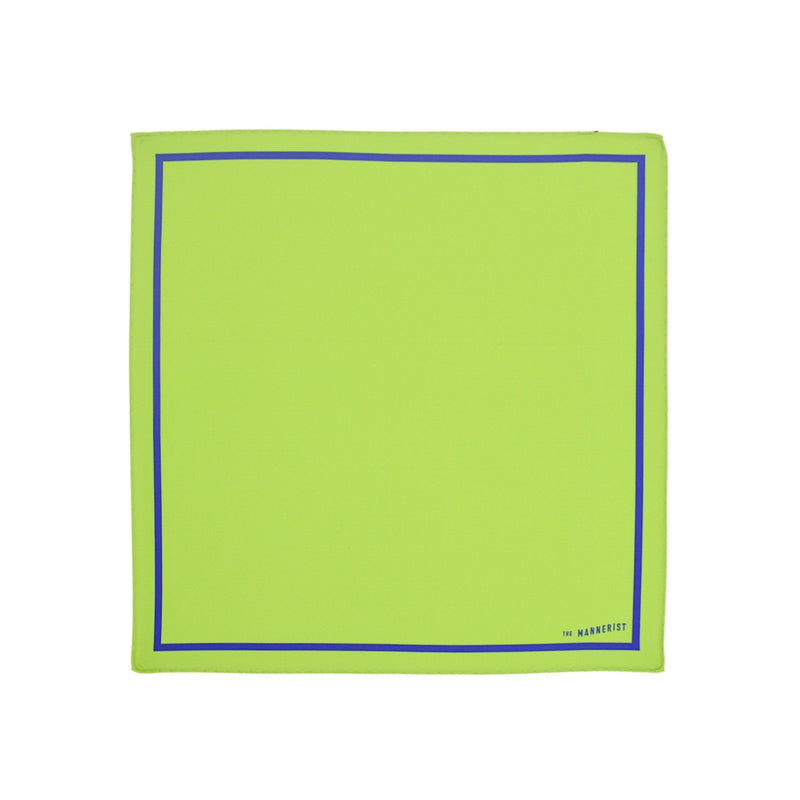 Design Lime Green with blue border silk pocket square