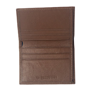 Light Brown Leather Wallet with six card slots and central compartment for bills/notes