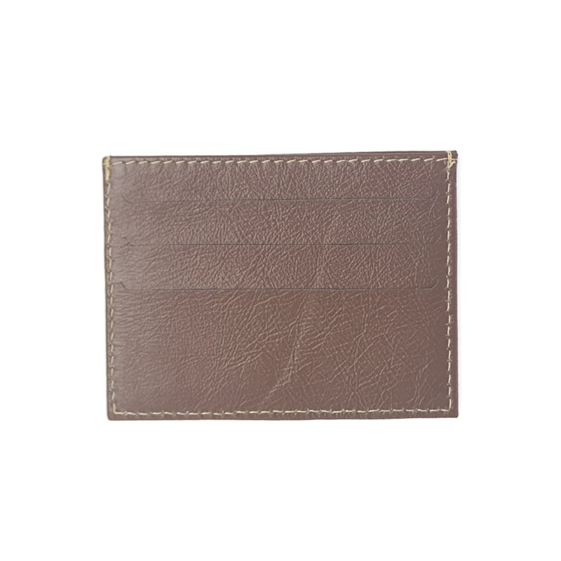 Light Brown Leather Card Holder with three card slots and central compartment for folded bills