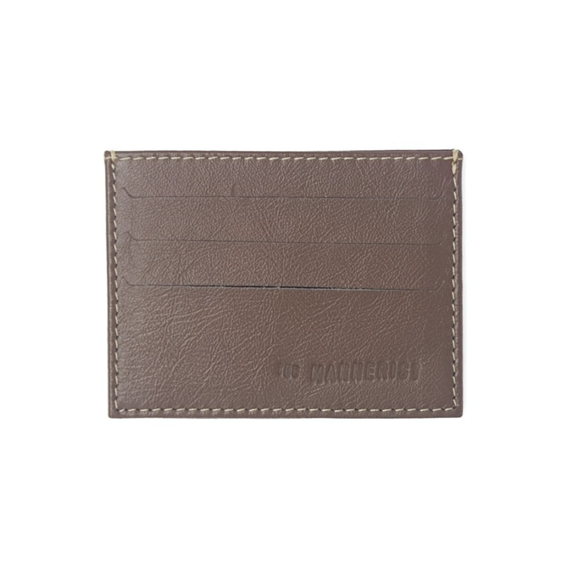 Light Brown Leather Card Holder with three card slots and central compartment for folded bills