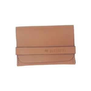 Designer Tan Leather Card Holder with Strap. Perfect for travel
