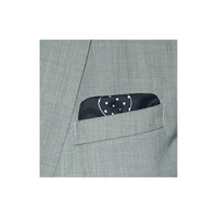Black silk pocket square with green patterned border and polka dot theme design