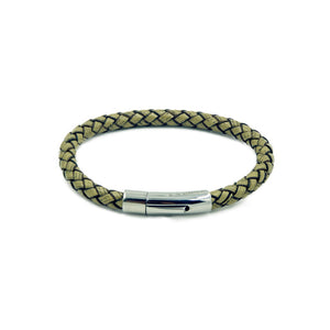 Men's rope-style slim beige bracelet with a quick release stainless mannerist branded steel clasp. 
